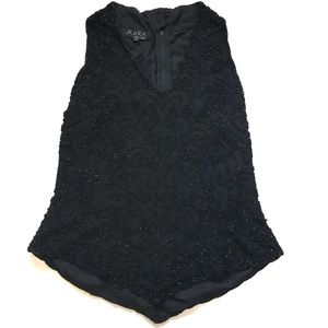 VTG Fully beaded black dressy holiday top M